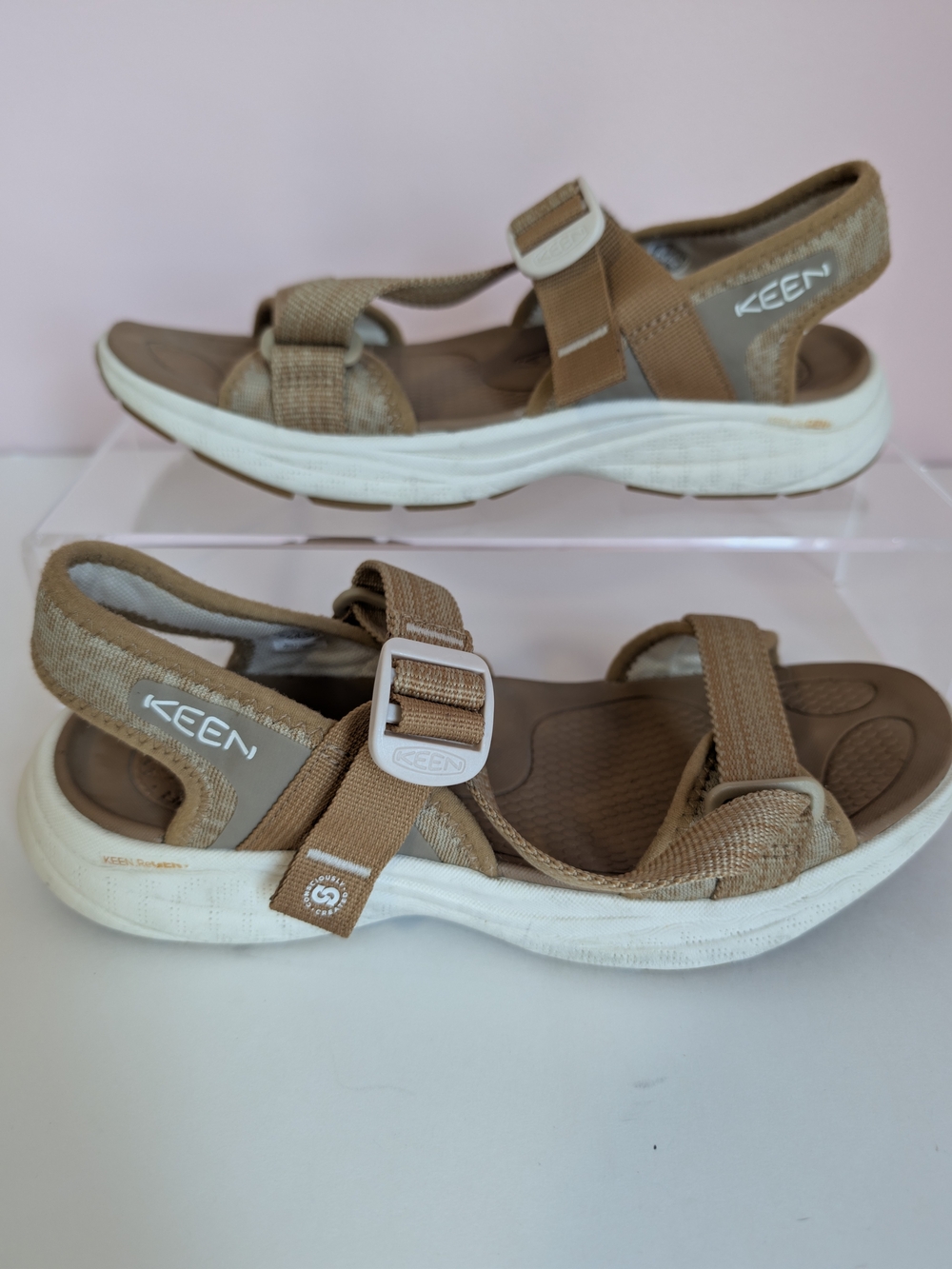 KEEN Leiki OT Open Toe Sandals Womens Size 7 Tan Birch Brindle Water Hiking